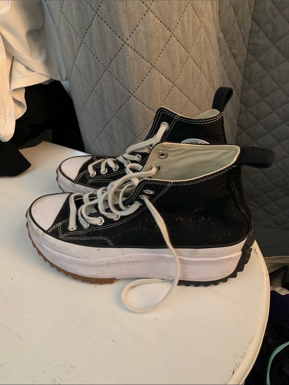 Converse Black and White High-Top Platform Sneakers